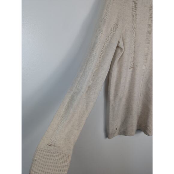 NWT Aqua Cashmere Distressed Crewneck Sweater in Ash - Picture 2 of 6